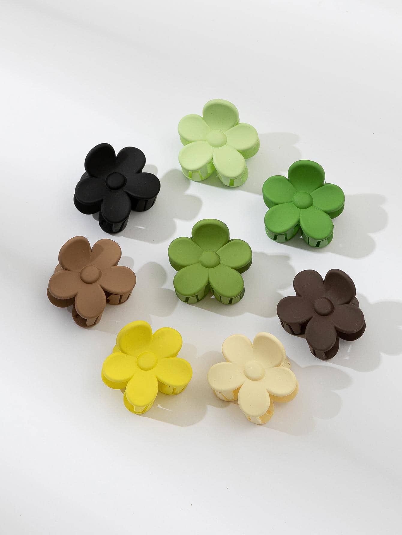 8入組3.5公分霧面彩色花狀髮夾 - 彩色 - 查看 1