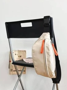 1pc White Polyamide Waterproof Running Sling Bag - White - View 5