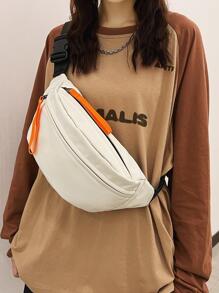 1pc White Polyamide Waterproof Running Sling Bag - White - View 7