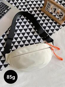 1pc White Polyamide Waterproof Running Sling Bag - White - View 6