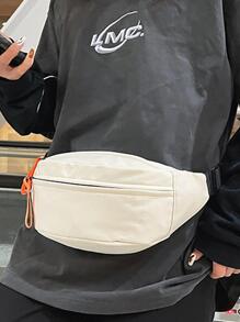 1pc White Polyamide Waterproof Running Sling Bag - White - View 2