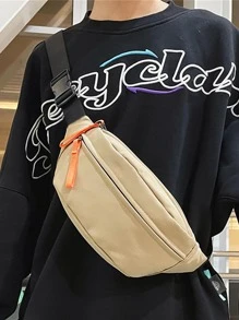 1pc White Polyamide Waterproof Running Sling Bag - White - View 3