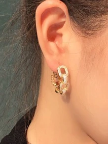 1 对迷人方晶锆石链饰环状耳环，适合女士派对，精美情人节礼物，情人节、妈妈、母亲、母亲节、礼物