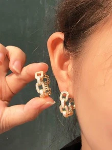 1 对迷人方晶锆石链饰环状耳环，适合女士派对，精美情人节礼物，情人节、妈妈、母亲、母亲节、礼物