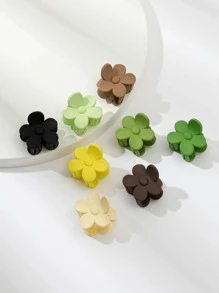 8入組3.5公分霧面彩色花狀髮夾 - 彩色 - 查看 2