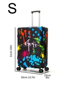 潑墨圖案旅行箱保護套可水洗 - 黑色 - 查看 5