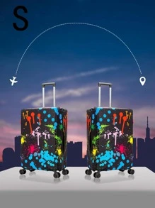 潑墨圖案旅行箱保護套可水洗 - 黑色 - 查看 4