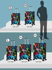 潑墨圖案旅行箱保護套可水洗 - 黑色 - 查看 6