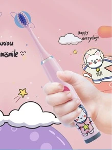 1set PP Electric Toothbrush, Cartoon Cute Lion Pattern Waterproof Toothbrush For Bathroom - Yellow - View 6