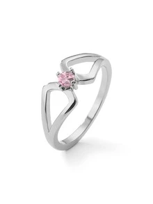 1入組粉色方晶鋯石裝飾女士戒指 - 粉色 - 查看 1