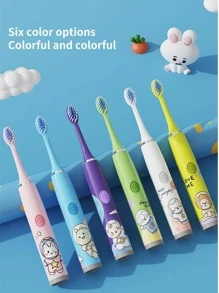1set PP Electric Toothbrush, Cute Cartoon Animal Pattern Waterproof Toothbrush For Bathroom - Violet Purple - View 5