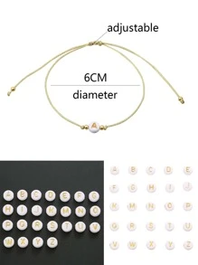 1入組個性化串珠手鏈帶首字母 - 金色 - 查看 2