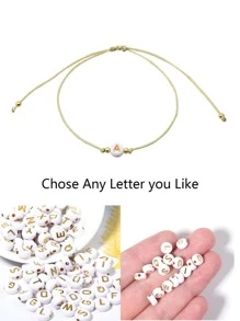 1入組個性化串珠手鏈帶首字母 - 金色 - 查看 3