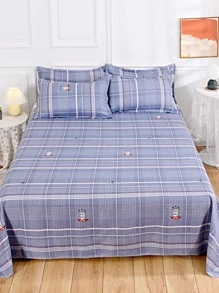 Plaid Pattern Flat Sheet, Modern Fabric Bed Sheet, For Bedroom - Multicolor - View 2