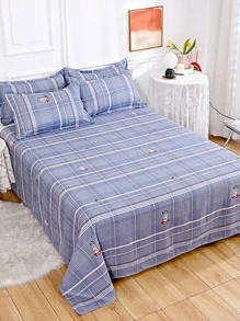 Plaid Pattern Flat Sheet, Modern Fabric Bed Sheet, For Bedroom - Multicolor - View 1