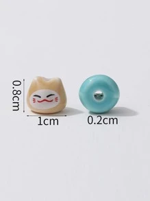 6入組/套可愛貓貓設計DIY珠子適合女士DIY首飾製作 - 彩色 - 查看 3