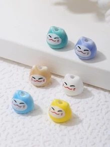 6入組/套可愛貓貓設計DIY珠子適合女士DIY首飾製作 - 彩色 - 查看 2