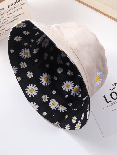 1pc Women Floral Pattern Reversible Casual Bucket Hat For Outdoor Boho