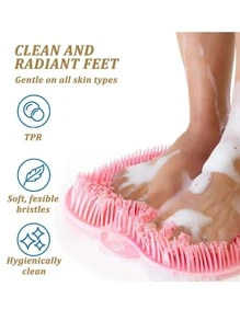 1入組素色吸盤式沐浴按摩產品粉色矽膠身體後刷 - 粉色 - 查看 4