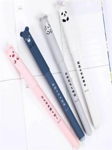 4pcs Cartoon Design Gel Pen & 20pcs Refill, Cute Writing Pen For Students