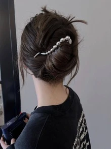 1 cái Kẹp tóc thời trang trang trí hạt cho phụ nữ để trang trí tóc - Bạc - Xem 5