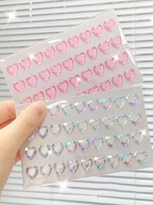 2 件粉色和白色心形水钻贴纸，卡通公主 3D 水晶宝石贴纸回到学校 - 彩色 - 查看 12