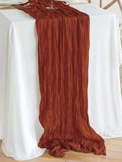 1pc Plain Table Runner, Simple Polyester Kitchen Table Runner For Table Decoration