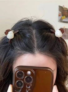 4入組女士愛心裝飾可愛髮爪適用於頭髮裝飾用品 - 彩色 - 查看 2