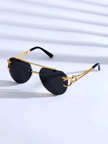 1副男士老虎裝飾橫飾無框太陽鏡適合夏天 - 黑色 - 查看 1