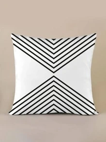 1入組無填充物幾何圖案靠墊套現代家居布藝枕套 - 黑與白 - 查看 5