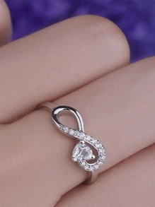 1 Máy Tính Thời Trang Đính Đá Cubic Zirconia Trang Trí Biểu Tượng Vô Cực Thiết Kế Nhẫn Cho Nữ Dự Tiệc, Tinh Tế Quà Tặng Ngày Lễ Tình Nhân - Bạc - Xem 3