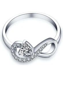 1 Máy Tính Thời Trang Đính Đá Cubic Zirconia Trang Trí Biểu Tượng Vô Cực Thiết Kế Nhẫn Cho Nữ Dự Tiệc, Tinh Tế Quà Tặng Ngày Lễ Tình Nhân - Bạc - Xem 4