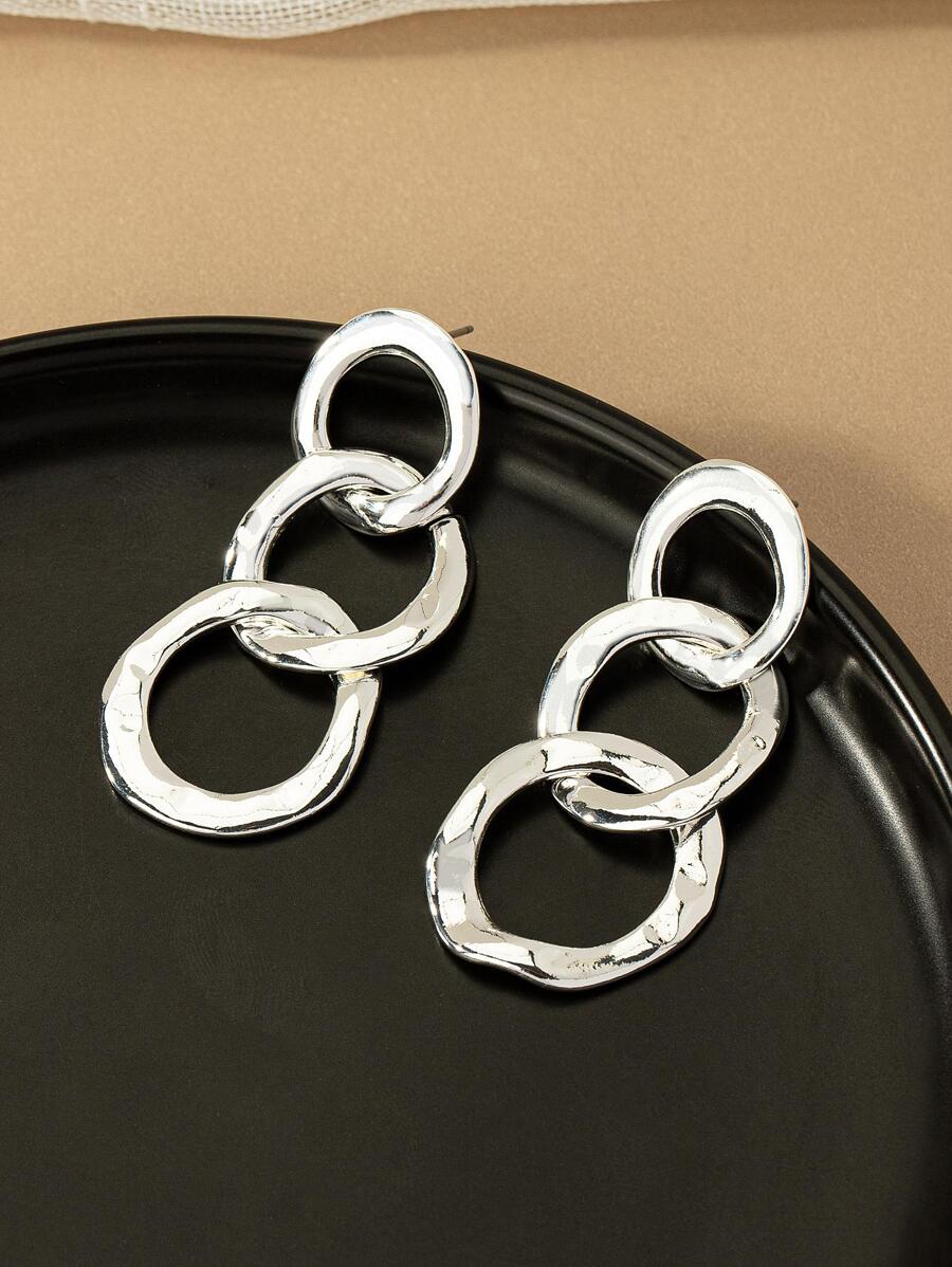 2 piezas Pendientes largos con diseño de cadena