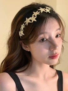 1入組女式星星裝飾時尚多功能頭帶用於裝飾 - 金色 - 查看 1