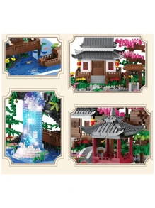 1 set ABS 3320 piezas Set de bloques de construcción micro de casa del árbol de diamante con luz y cascada para decoración de habitación de Sets de adultos - Rojo - Ver 6