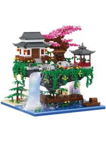 1 set ABS 3320 piezas Set de bloques de construcción micro de casa del árbol de diamante con luz y cascada para decoración de habitación de Sets de adultos - Rojo - Ver 5