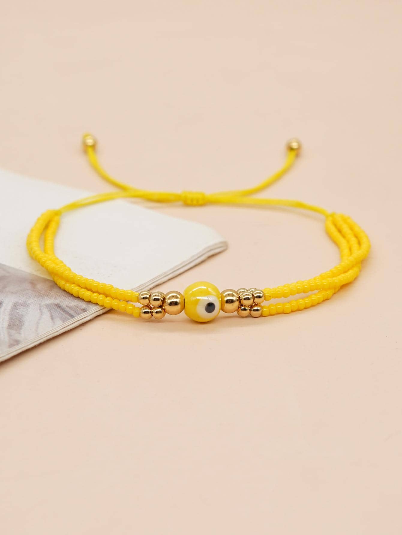 1 Vòng Tay Trang Trí Chuỗi Hạt Màu Vàng Bohemian Cho Phụ Nữ Trang Trí Hàng Ngày - Nhiều màu - Xem 1