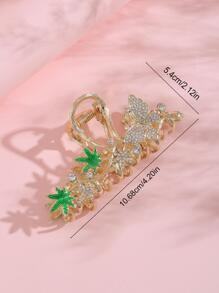 1pc Women Rhinestone Butterfly & Maple Leaf Decor Fashionable Hair Claw For Hair Decoration Party Tiaras,Hair Accessories,Claw Clips,Hair Jaw Clip,Hair Clutch Fall Winter Hair Clip For Vacation Outfits Woman - Multicolor - View 2