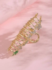 1pc Women Rhinestone Butterfly & Maple Leaf Decor Fashionable Hair Claw For Hair Decoration Party Tiaras,Hair Accessories,Claw Clips,Hair Jaw Clip,Hair Clutch Fall Winter Hair Clip For Vacation Outfits Woman - Multicolor - View 3