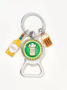 Cute 1pc Men Beer Bottle & Opener Charm Creative Keychain For Key Decoration Car Accessories Bag Charm School