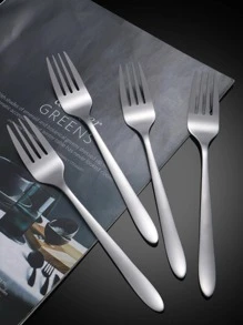 4 件不锈钢叉学校用品、圣诞礼物 - 銀色 - 查看 1