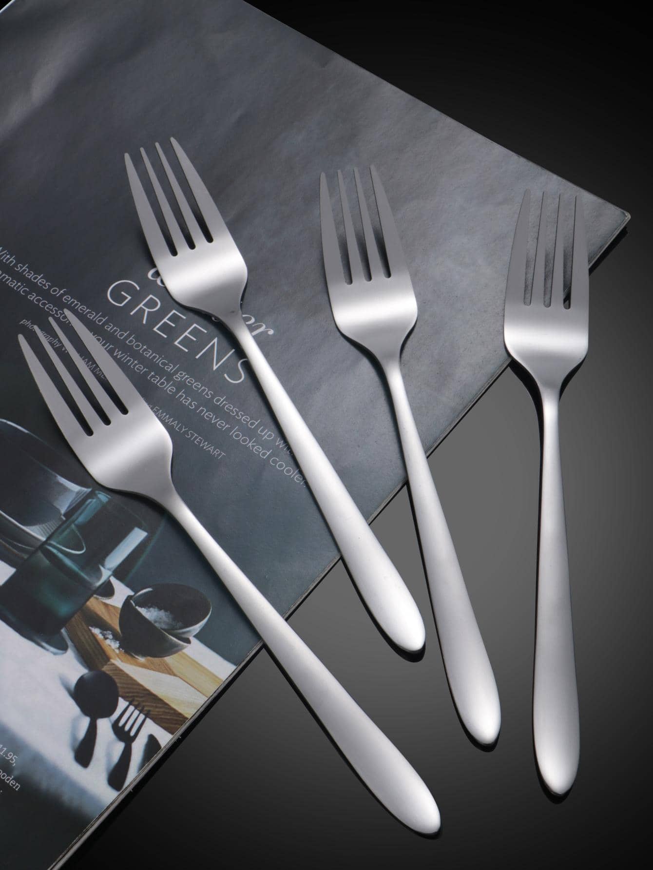 4 件不锈钢叉学校用品、圣诞礼物 - 銀色 - 查看 1