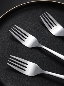 4 件不锈钢叉学校用品、圣诞礼物 - 銀色 - 查看 4