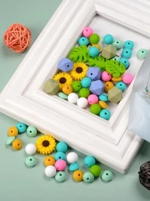 62入組/套迷人矽膠樹葉向日葵幾何五顏六色珠子項鍊手環耳環珠寶製作 - 彩色 - 查看 3