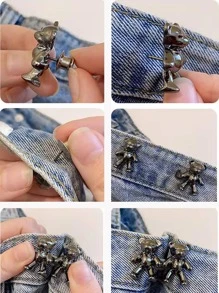 2入組女性卡通熊設計創意腰部可調節扣環,每日裝飾可愛