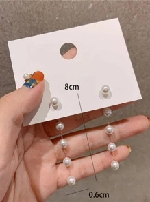 1 đôi Thời trang Hợp kim đồng Ngọc trai Giả Thả hoa tai Đối với phụ nữ Để Trang Trí Hàng Ngày - trắng - Xem 4