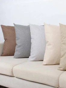 1pc Solid Color Cushion Cover Without Filler, Modern Chemical Fiber Decorative Throw Pillow Case For Home - Beige - View 5