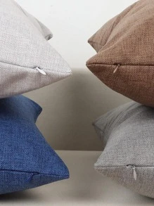 1pc Solid Color Cushion Cover Without Filler, Modern Chemical Fiber Decorative Throw Pillow Case For Home - Beige - View 8