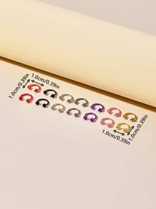 14 cái/bộ Vòng mũi bằng thép không gỉ ngộ nghĩnh & Vòng trang trí có gai cho phụ nữ để trang trí hàng ngày - Nhiều màu - Xem 3