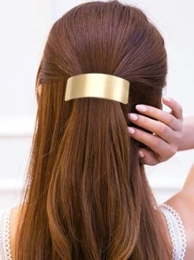 1 chiếc kẹp tóc hình chữ nhật thời trang kiểu Pháp dành cho nữ, dùng hàng ngày, kẹp tóc càng cua, kẹp tóc cài đầu, đồ dùng học tập, phụ kiện tóc, phụ kiện đội đầu, ghim cài tóc. - Vàng - Xem 1